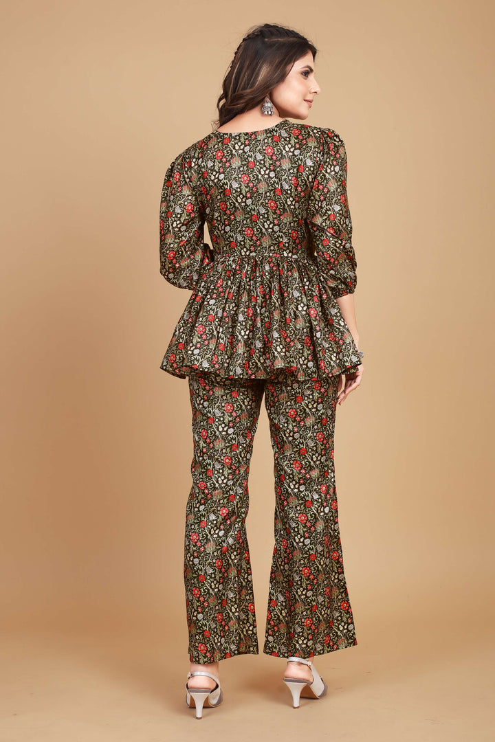 Kalamkari Elegance Poly Silk Co-ord Set - PAHRAVA