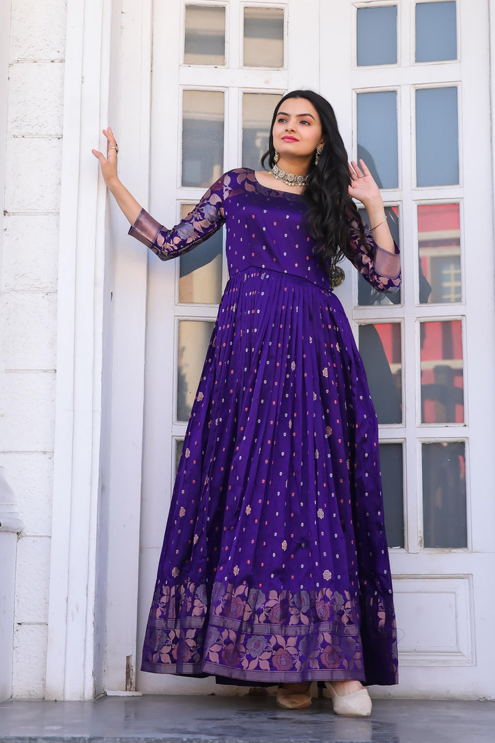 Violet traditional gown with contemporary twist - PAHRAVA