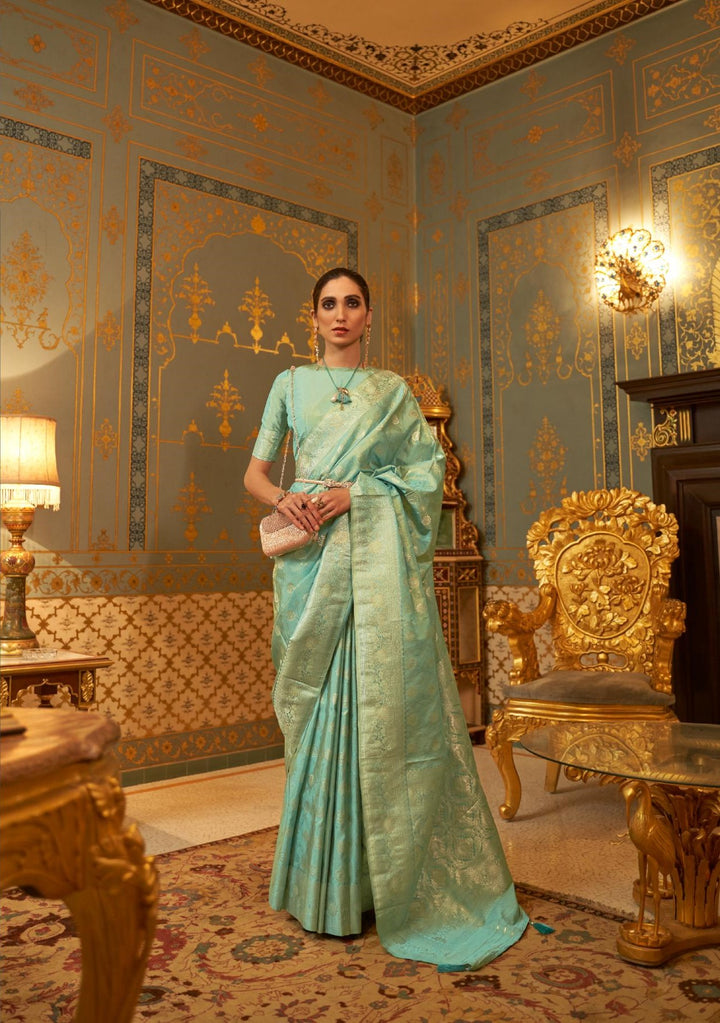 Spring Green Handloom Weaving Sarees - PAHRAVA