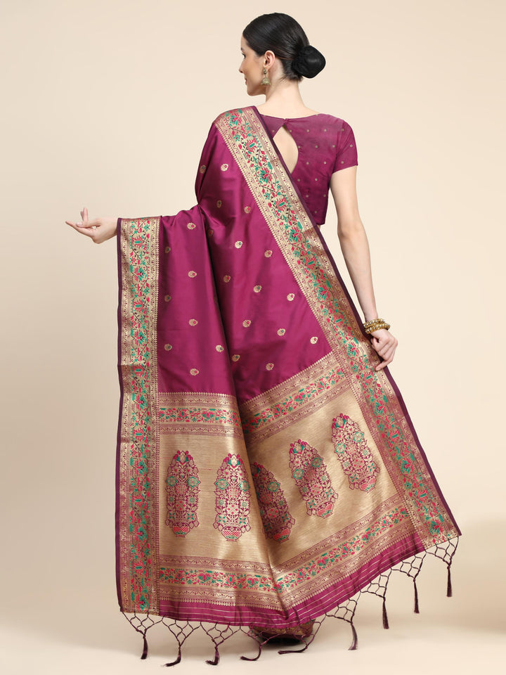 Pure Wine Paithani Soft Silk Saree - PAHRAVA