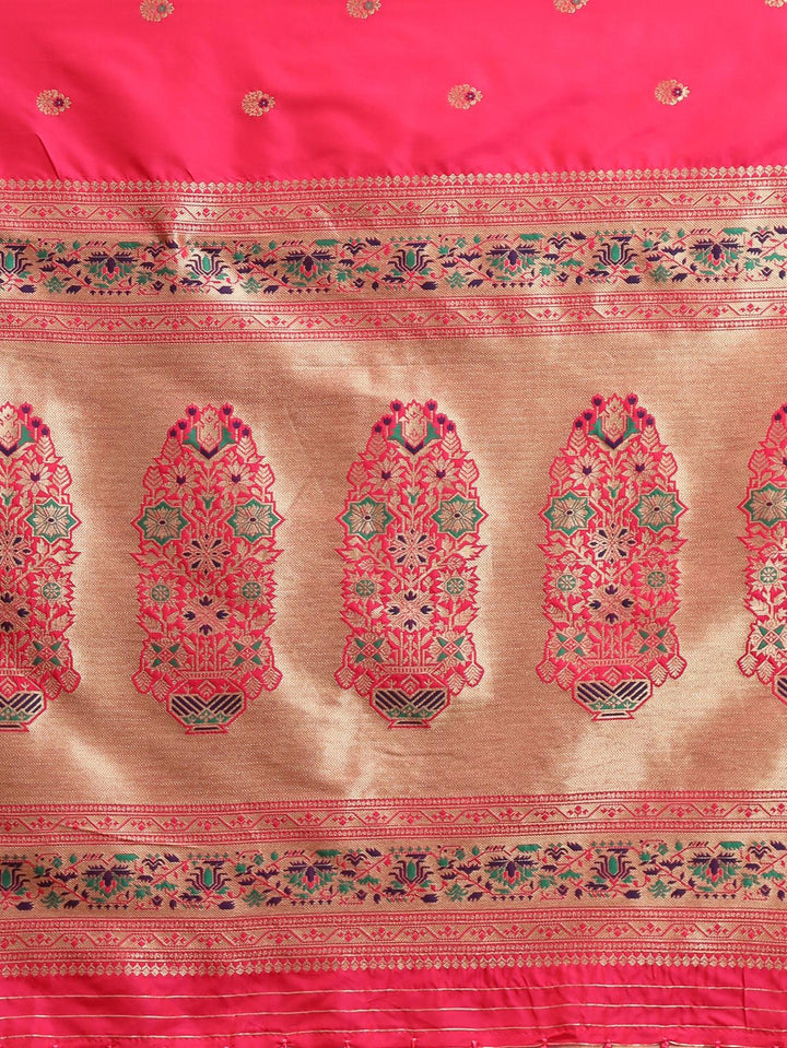 Dark Pink Paithani Soft Silk Saree - PAHRAVA