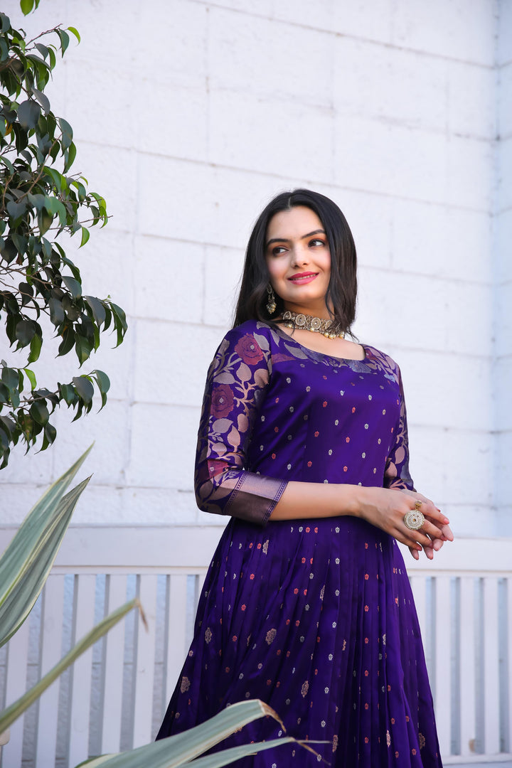 Violet traditional gown with contemporary twist - PAHRAVA