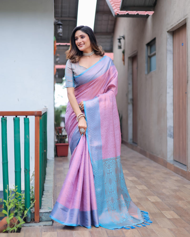 Lavender luxury kanjivaram silk saree - PAHRAVA