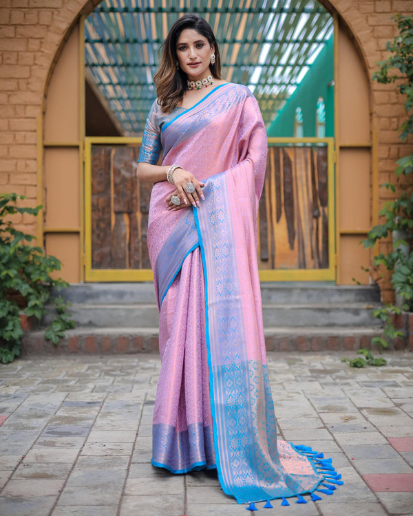 Baby pink luxury kanjivaram silk saree - PAHRAVA