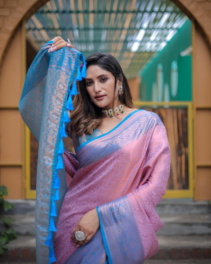 Baby pink luxury kanjivaram silk saree - PAHRAVA