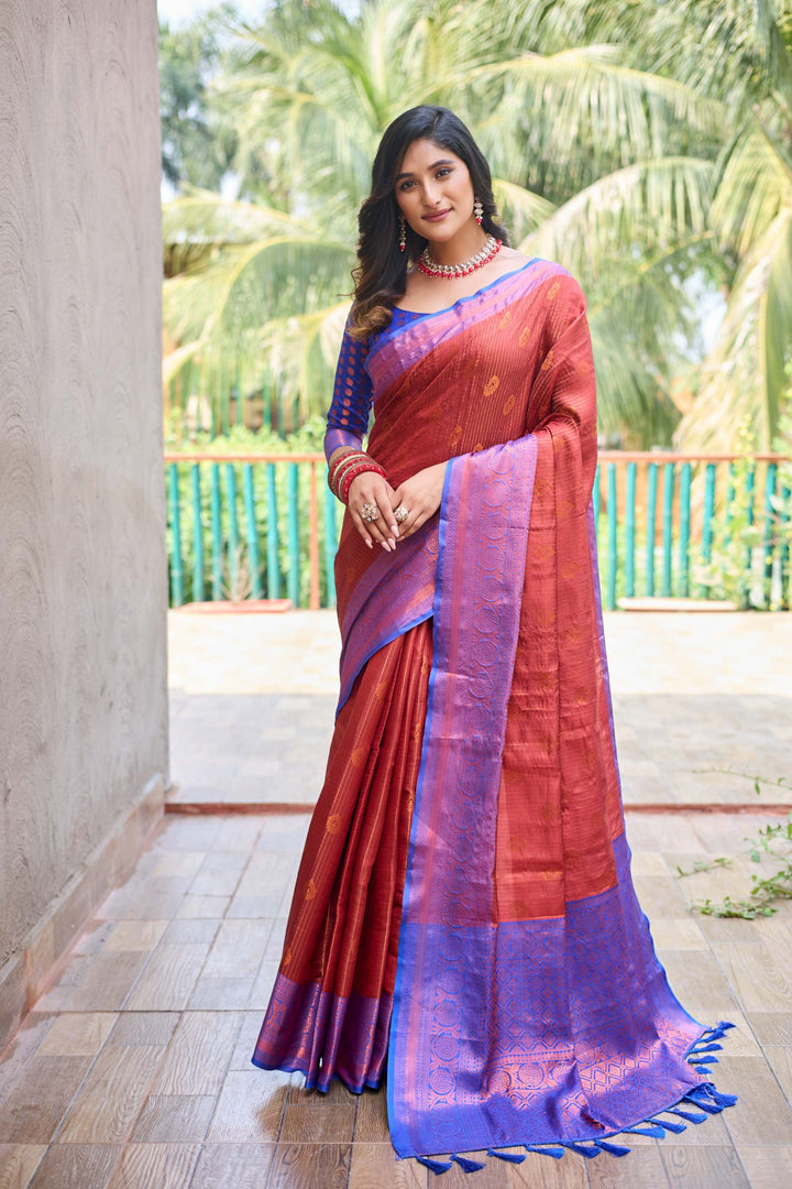 Peach kanchi silk saree - PAHRAVA