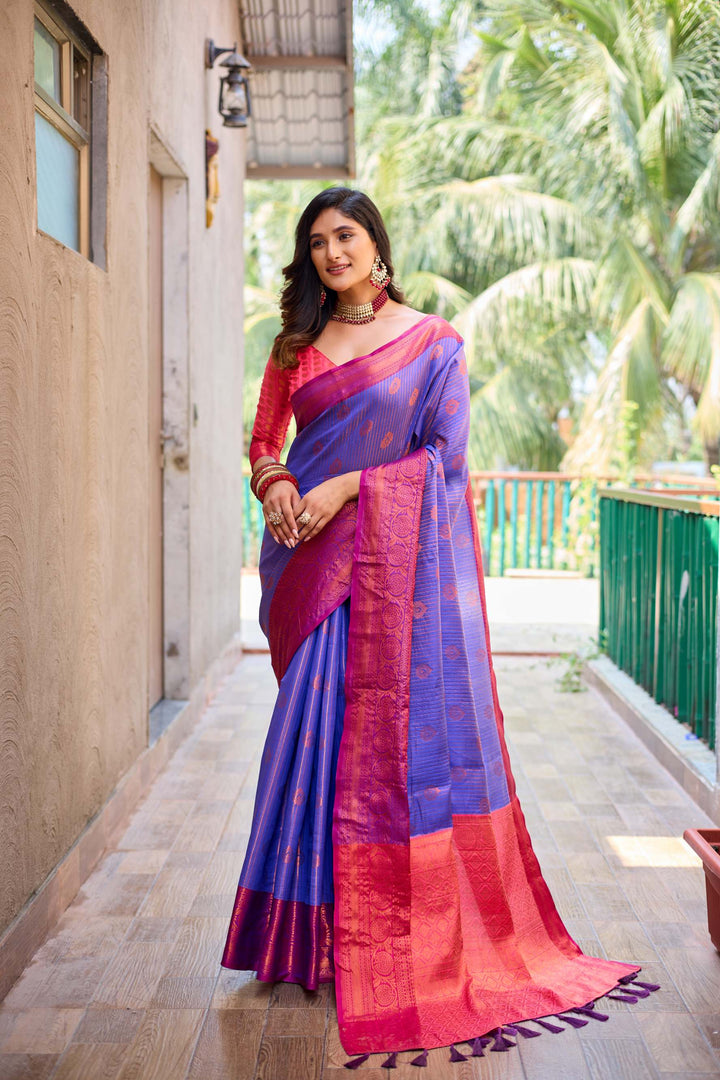 Rich blue kanchi silk saree - PAHRAVA