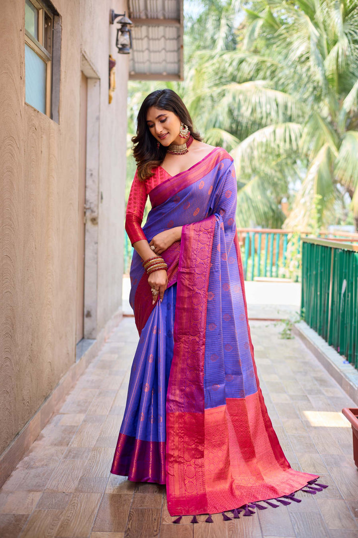 Rich blue kanchi silk saree - PAHRAVA