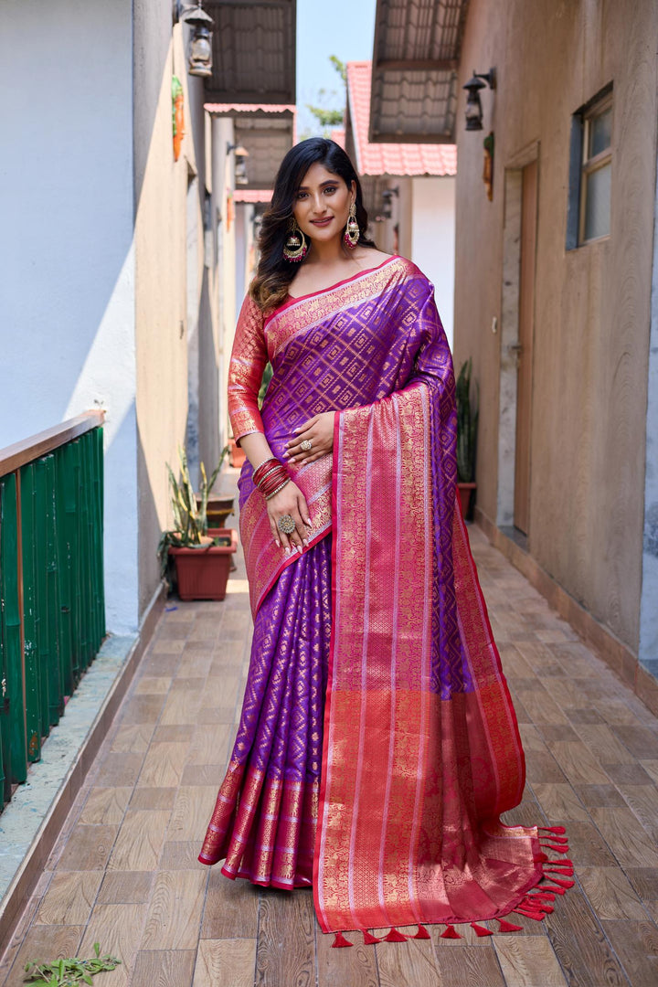 Purple banarasi handloom soft silk saree - PAHRAVA