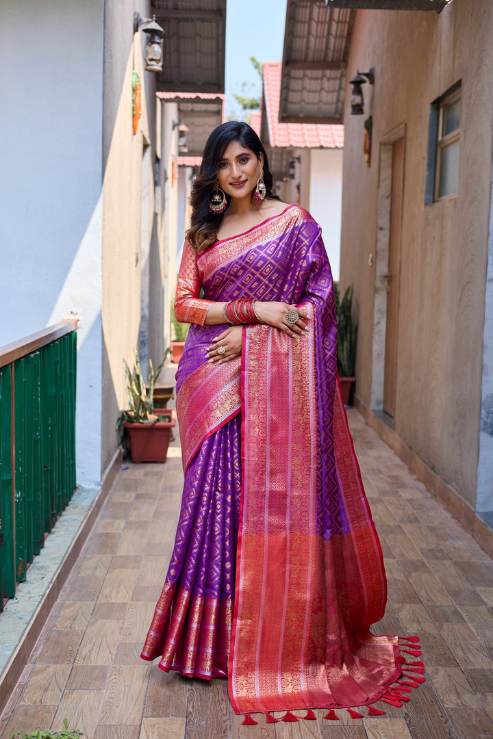 Purple banarasi handloom soft silk saree - PAHRAVA