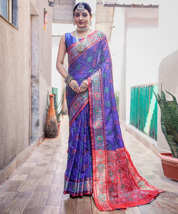 Royal Blue Soft Patola Silk Saree - PAHRAVA