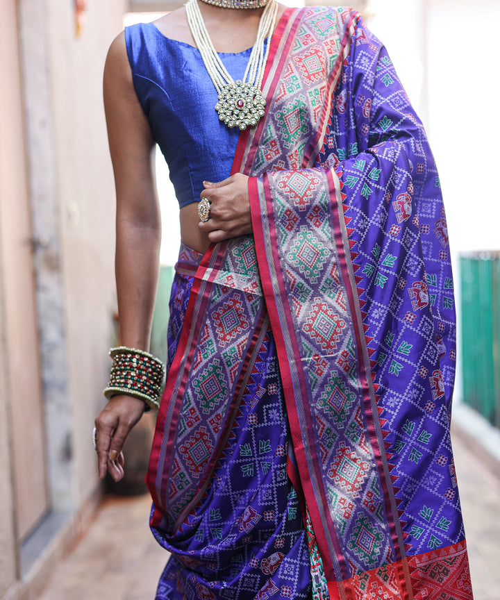 Royal Blue Patola Weave Silk Saree - PAHRAVA