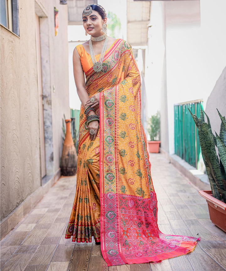 Dusk Orangre Soft Patola Silk Saree - PAHRAVA