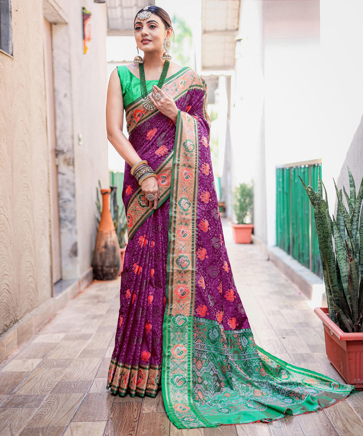 Ultra Violet Soft Patola Silk Saree - PAHRAVA