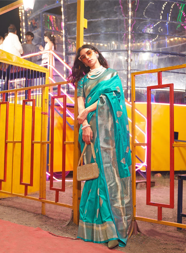 Sea green Handloom Weaving Silk Saree - PAHRAVA