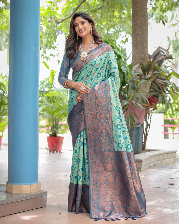 Shadow Green Banarasi Silk Saree.