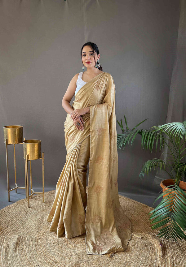 Classy Cream silk saree - PAHRAVA