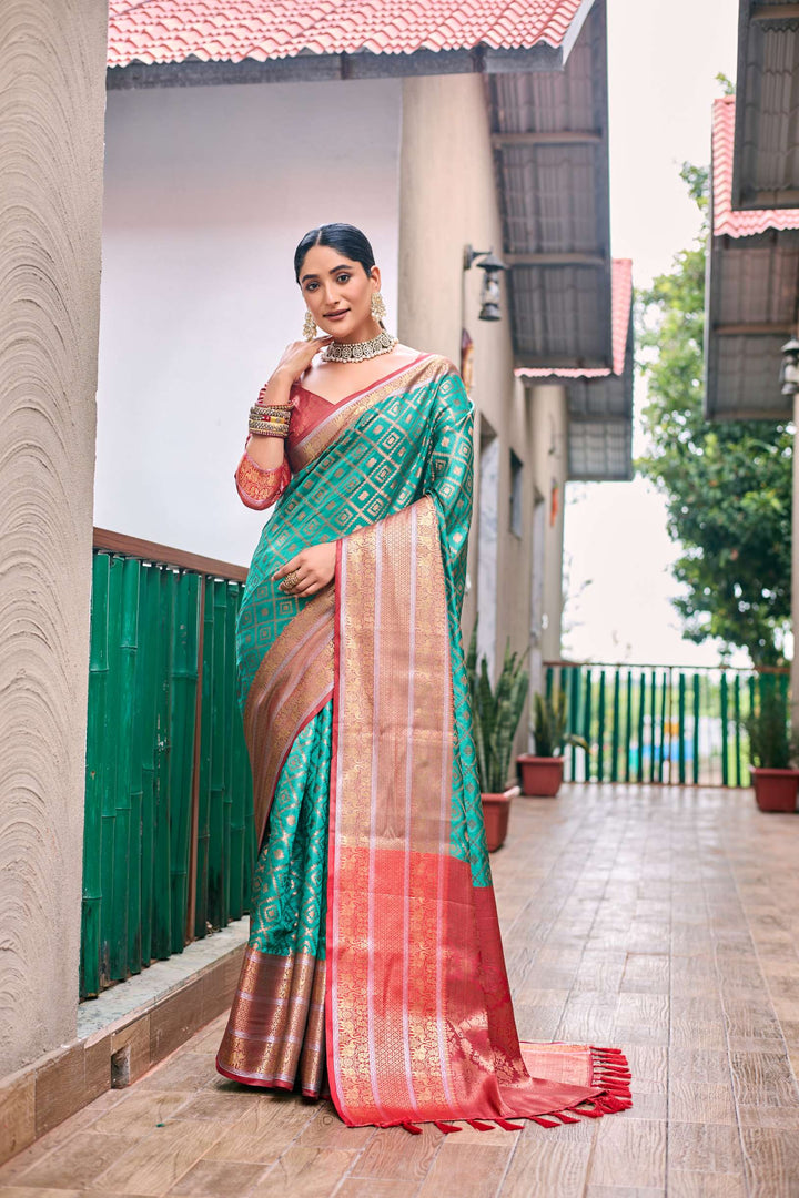 Cyan Blue Banarasi Handloom Soft Silk Pattu Saree - PAHRAVA