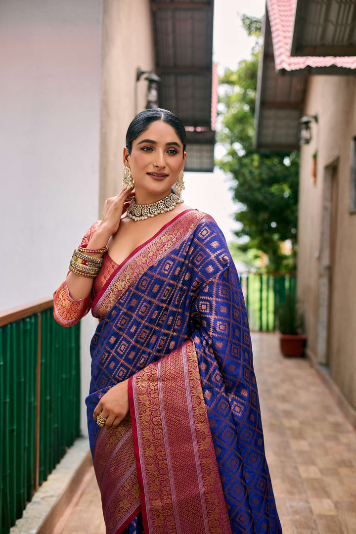 Royal Blue Banarasi Handloom Soft Silk Pattu Saree - PAHRAVA