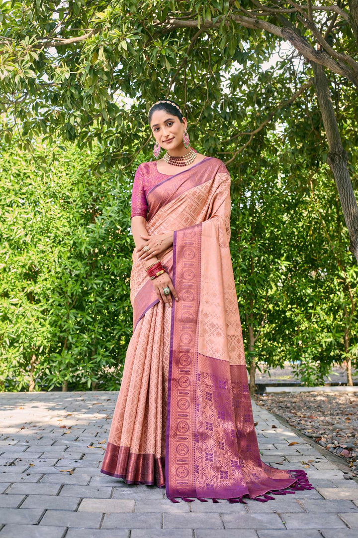 Khakhi Brown Kubera Pattu Kanjivaram Silk Saree - PAHRAVA