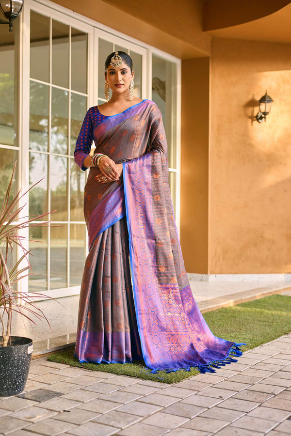 Royal Blue Kanchi Silk Saree - PAHRAVA