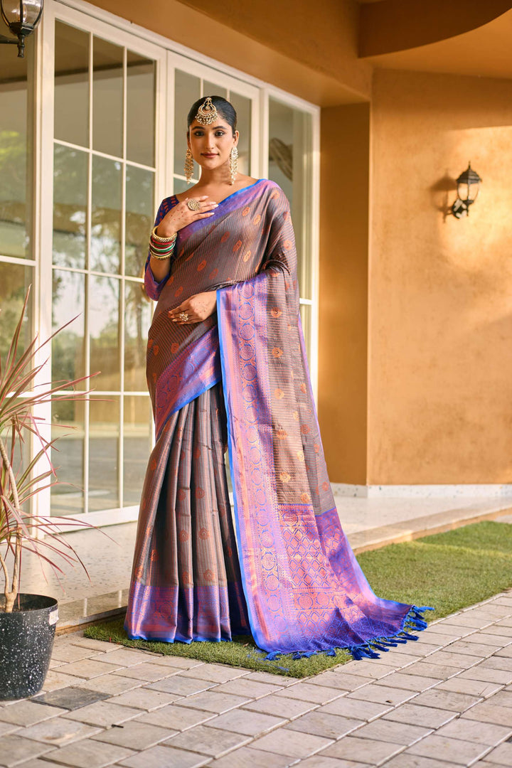 Royal Blue Kanchi Silk Saree - PAHRAVA