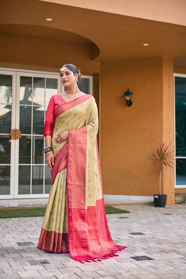 Light Green Kanchi Silk Saree - PAHRAVA