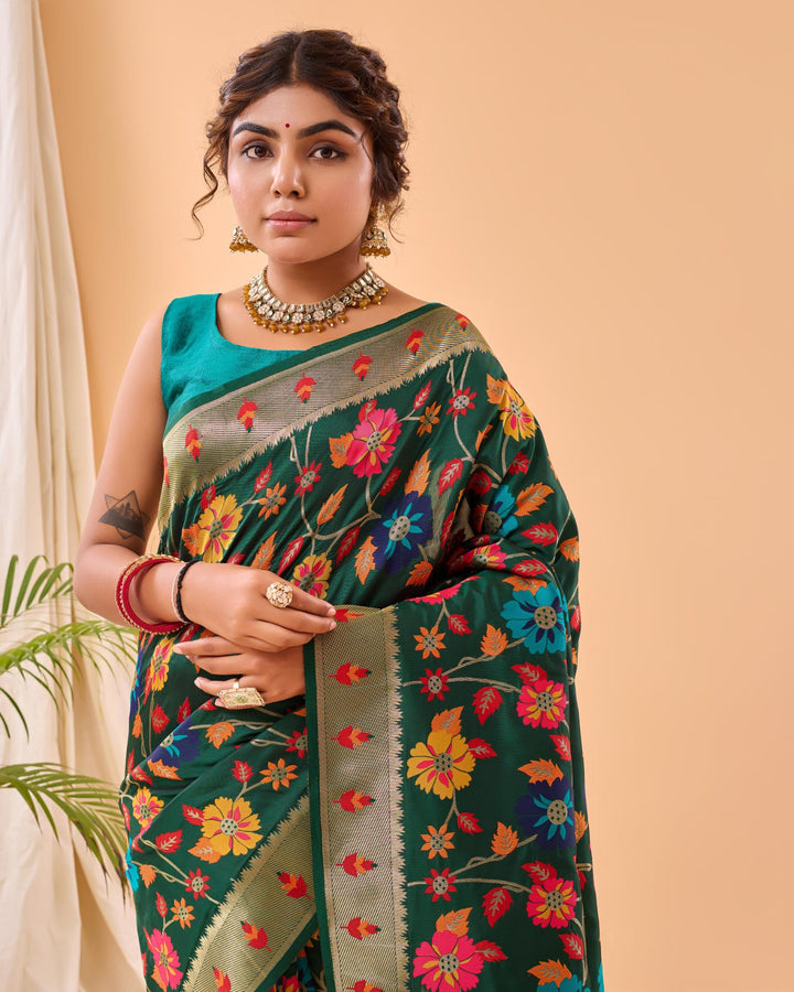 Royal Green Luxury Paithani Silk Saree - PAHRAVA