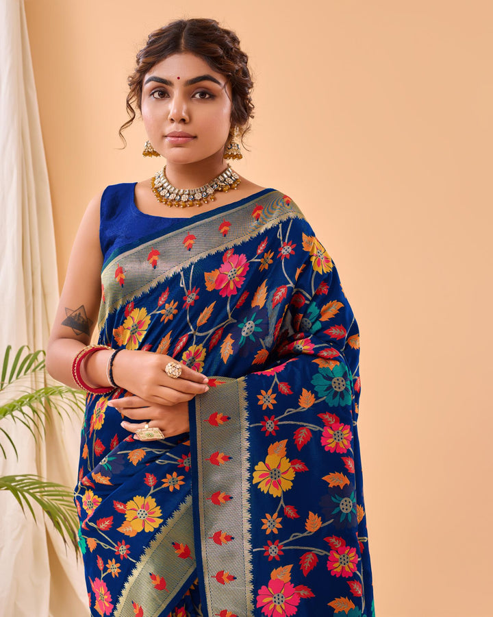 Royal Blue Luxury Paithani Silk Saree - PAHRAVA