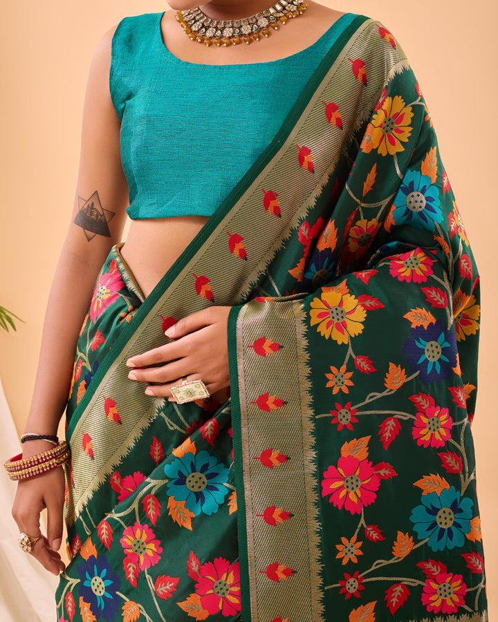 Royal Green Luxury Paithani Silk Saree - PAHRAVA