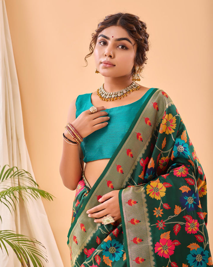 Royal Green Luxury Paithani Silk Saree - PAHRAVA