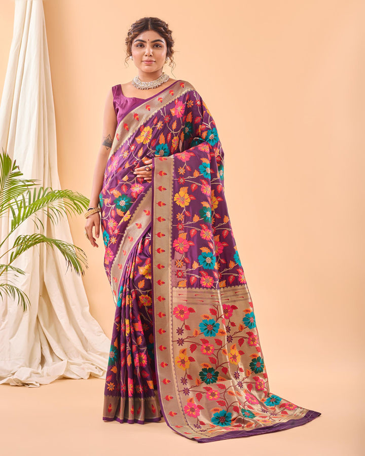 Pure Purple Luxury Paithani Silk Saree - PAHRAVA