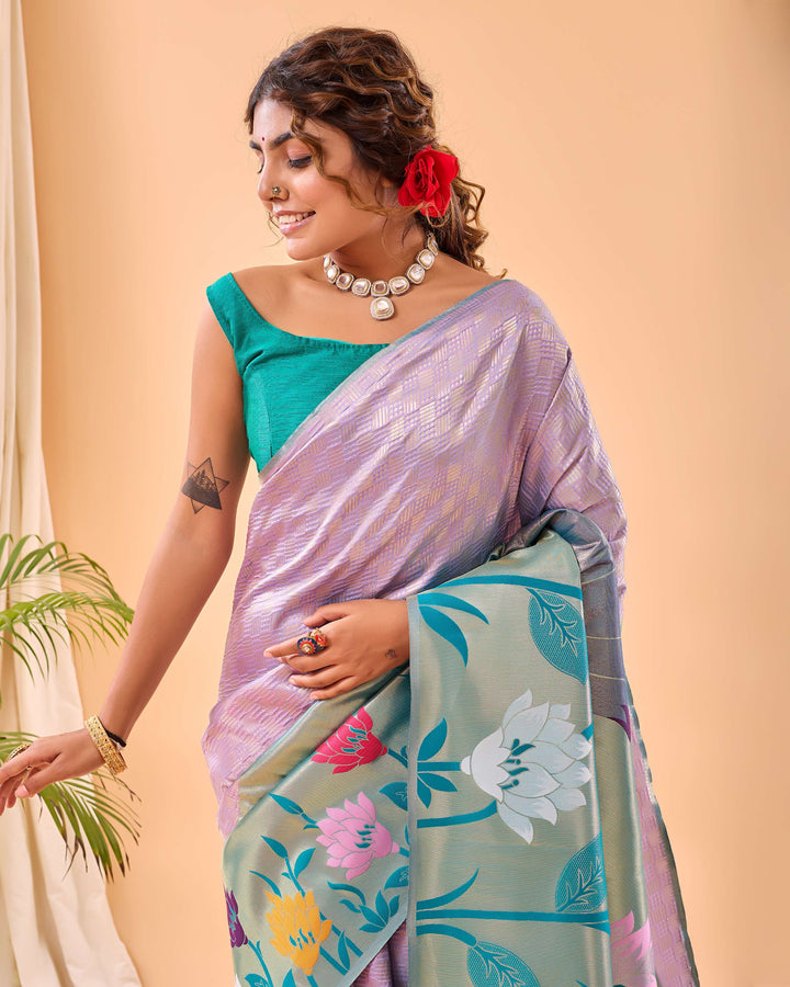 Light Blue Paithani Silk Saree - PAHRAVA