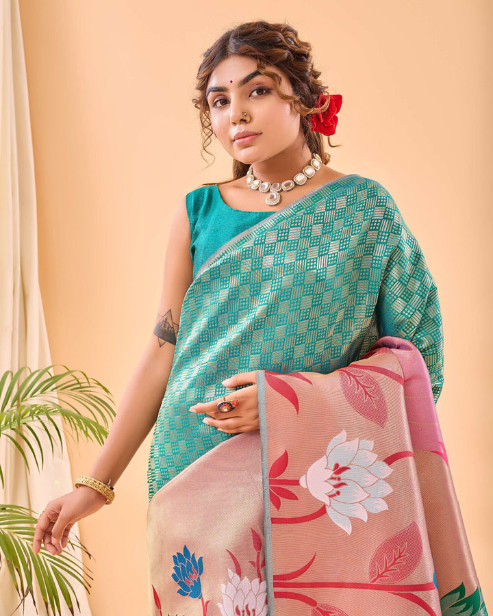 Rama Green Paithani Silk Saree - PAHRAVA