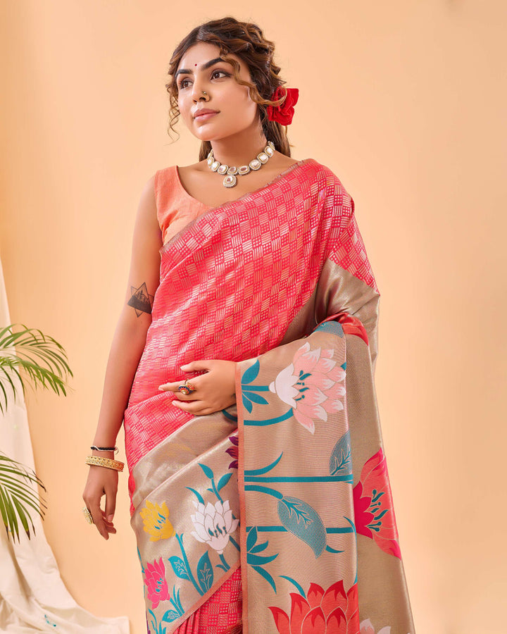 Dark Pink Paithani Silk Saree - PAHRAVA