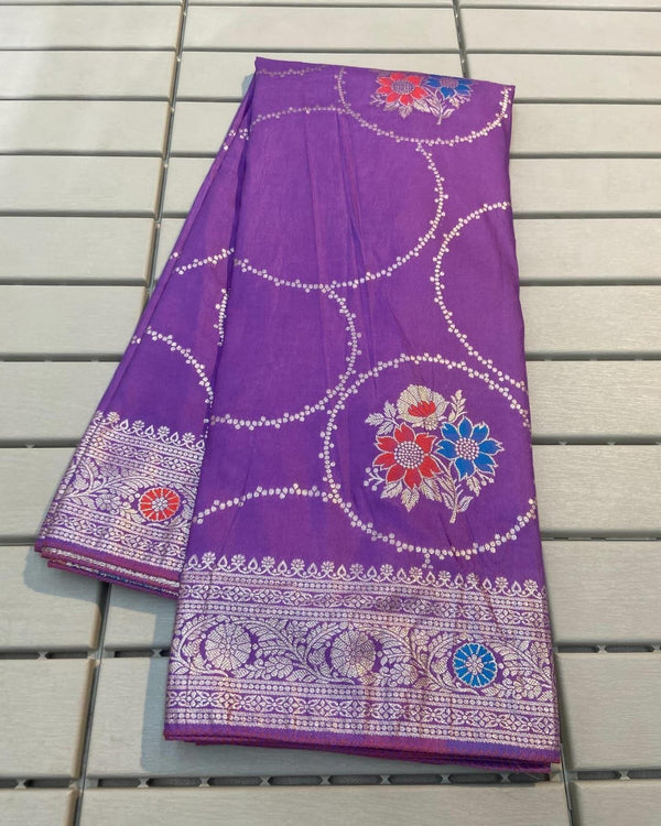 Warm Purple Soft Russian Silk Saree