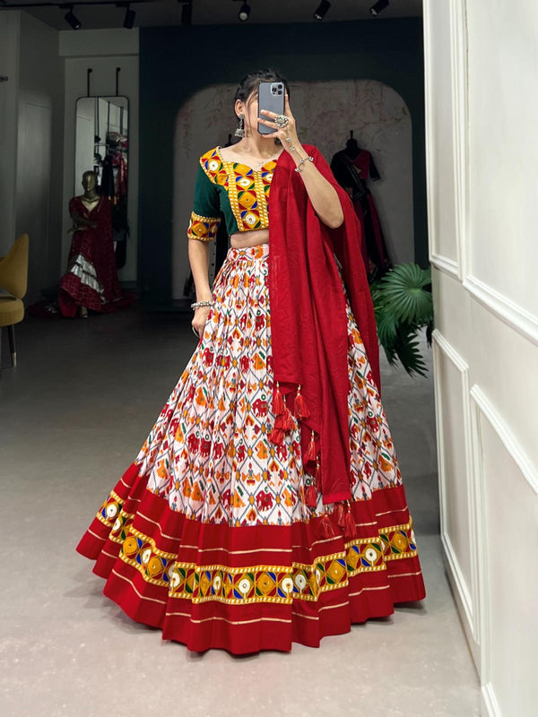 Traditional Red Dola Silk With Foil Work Lehenga Choli