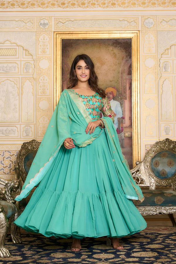 Summer Green Georgette Gown.