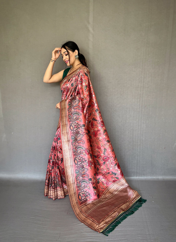 Plum Peach Soft silk saree - PAHRAVA