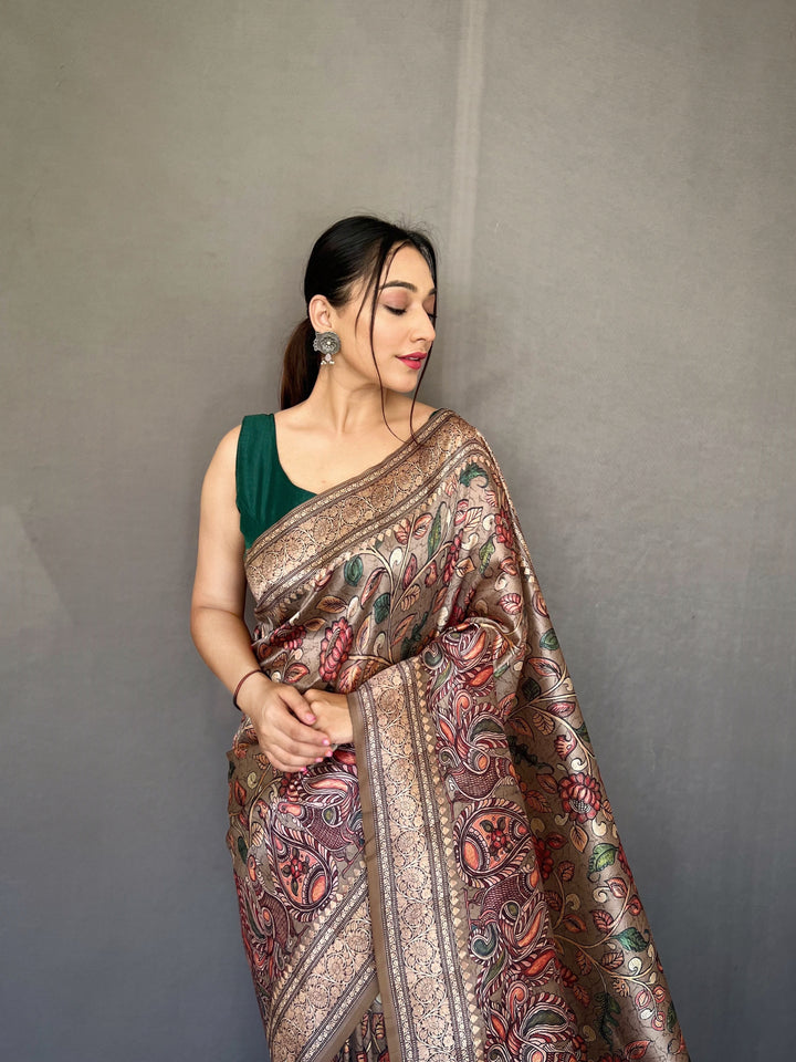 Silver Grey Soft silk saree - PAHRAVA