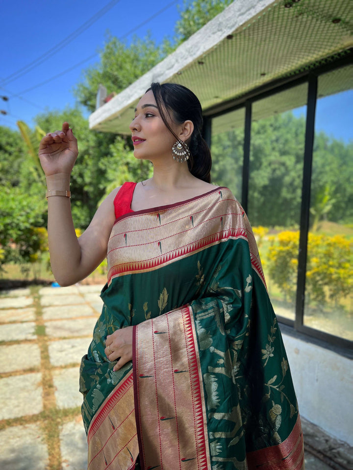 True Soft Green Paithani Silk Saree - PAHRAVA