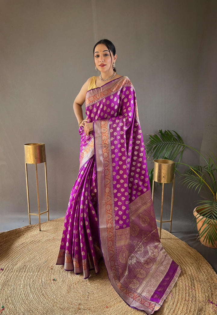 Purple rosy soft silk saree - PAHRAVA