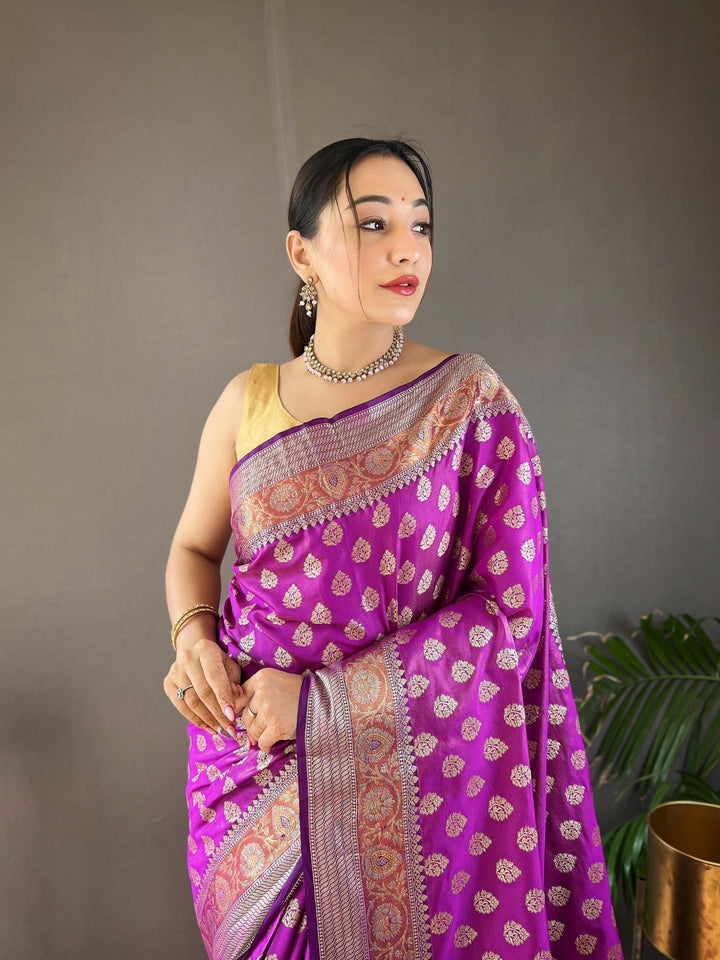 Purple rosy soft silk saree - PAHRAVA