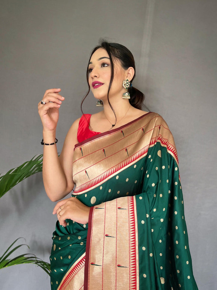 Traditional Green Pure Paithani Silk Saree - PAHRAVA