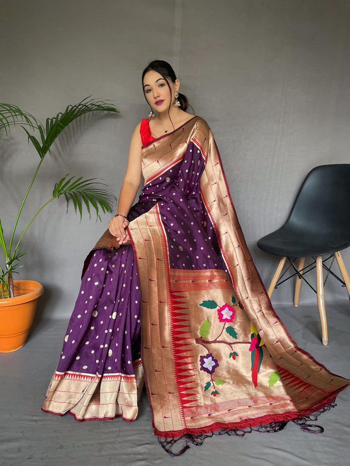 Ultra Purple Pure Paithani Silk Saree - PAHRAVA