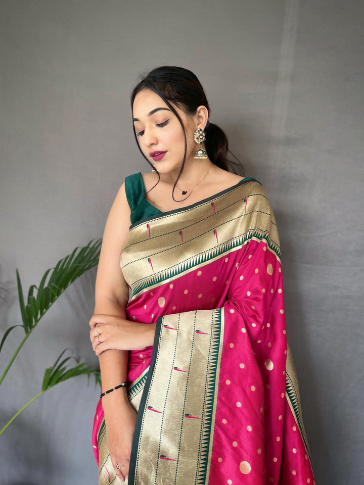 Rani Pink Pure Paithani Silk Saree - PAHRAVA