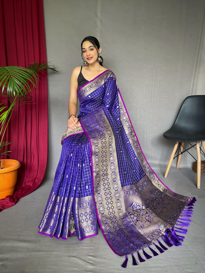 Indigo Blue Kanjeevaram Handloom Silk Saree - PAHRAVA