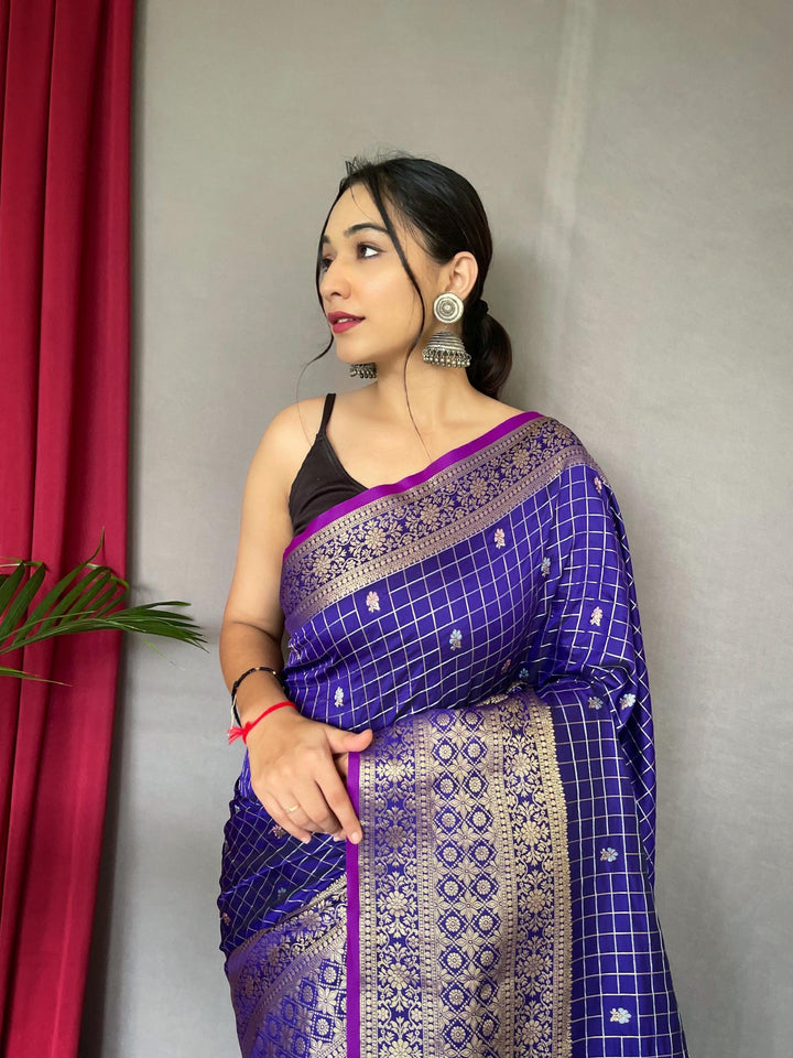 Indigo Blue Kanjeevaram Handloom Silk Saree - PAHRAVA