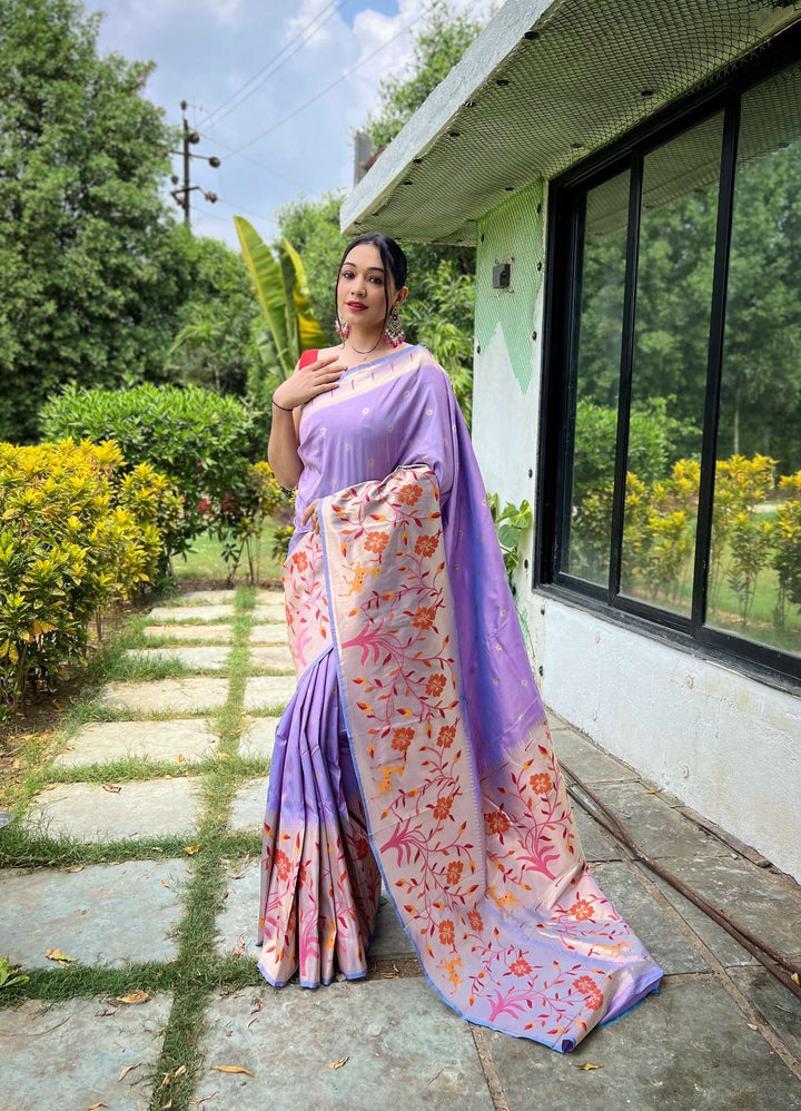 Warm Lavender Paithani Silk Saree - PAHRAVA