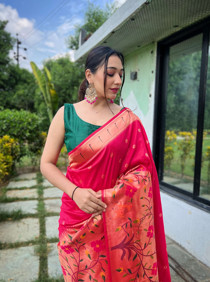 Prism Pink Paithani Silk Saree - PAHRAVA